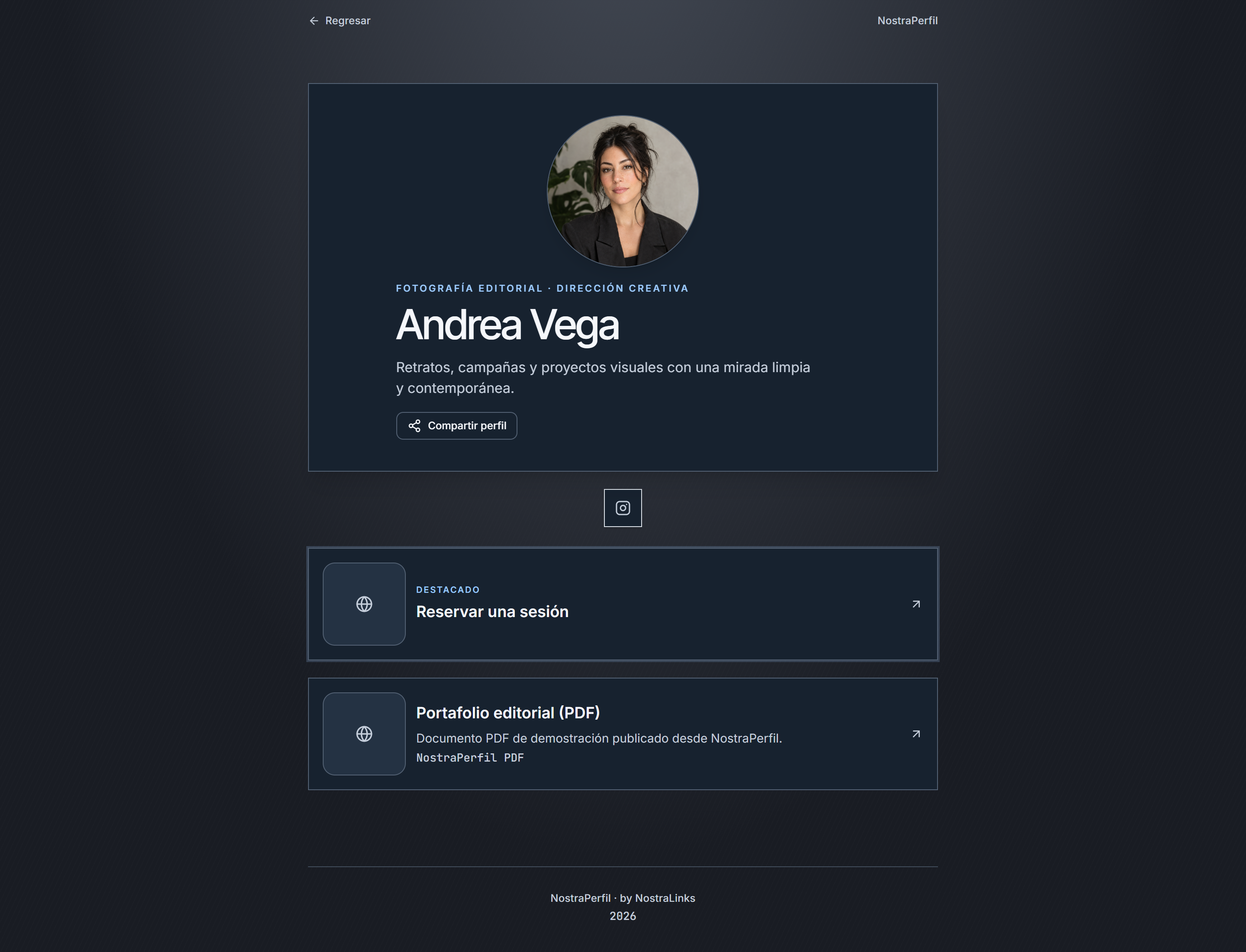 Demo NostraPerfil de Andrea Vega